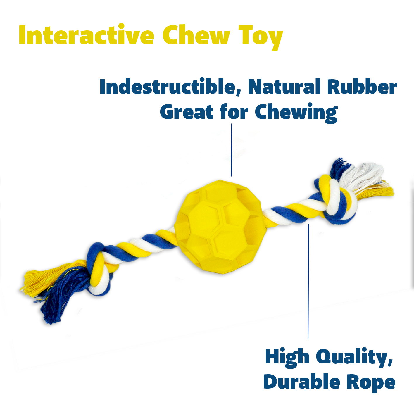 Rubber Soccer Ball Chew Toy with Tug Rope - Great for Active Dogs