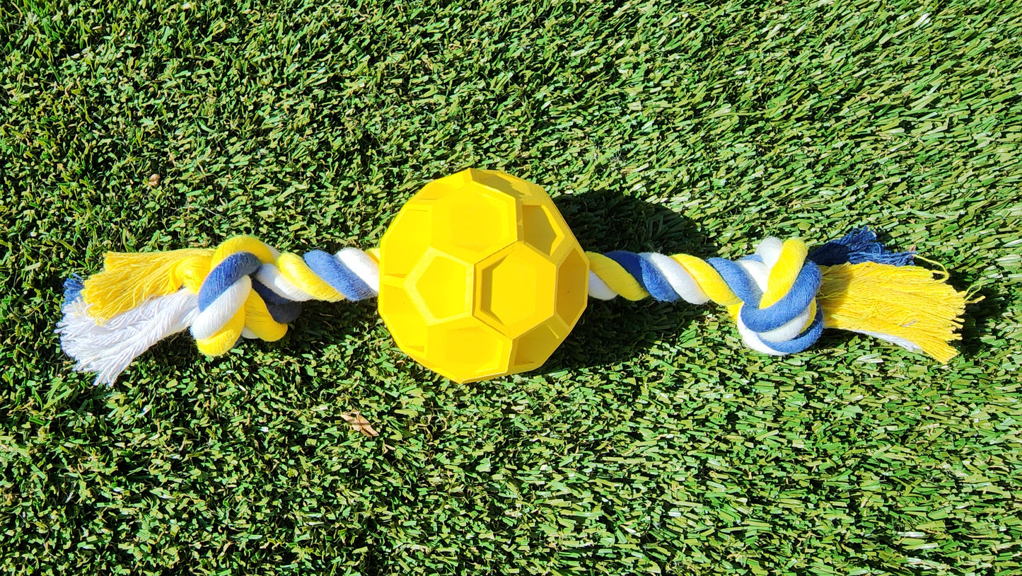 Rubber Soccer Ball Chew Toy with Tug Rope - Great for Active Dogs